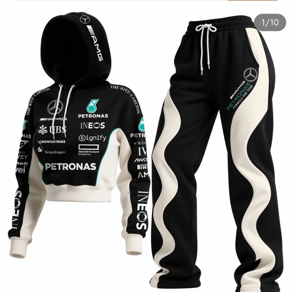 Racing Crop Hoodie & Track Pants Set